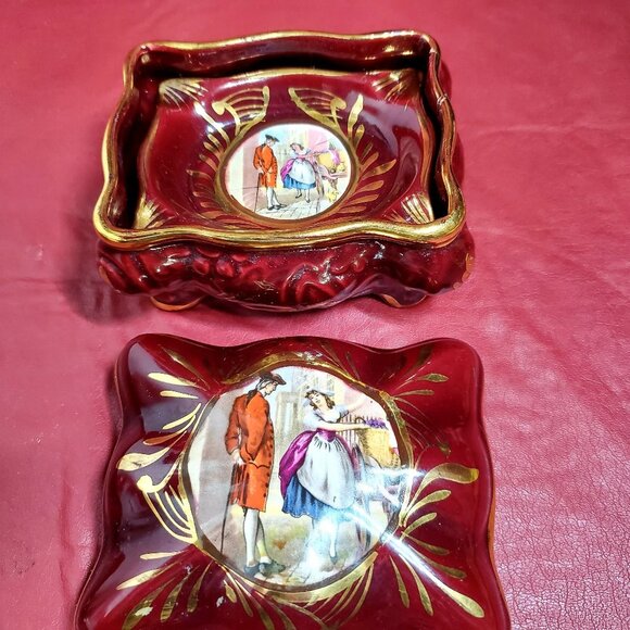 H. Bequet quaregnon Cigarette Box & Set of Ashtray - Picture 6 of 12